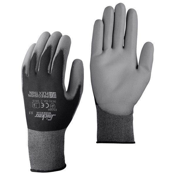 "Extra Thin and Tight Precision Work Gloves with polyurethane-coated palm"