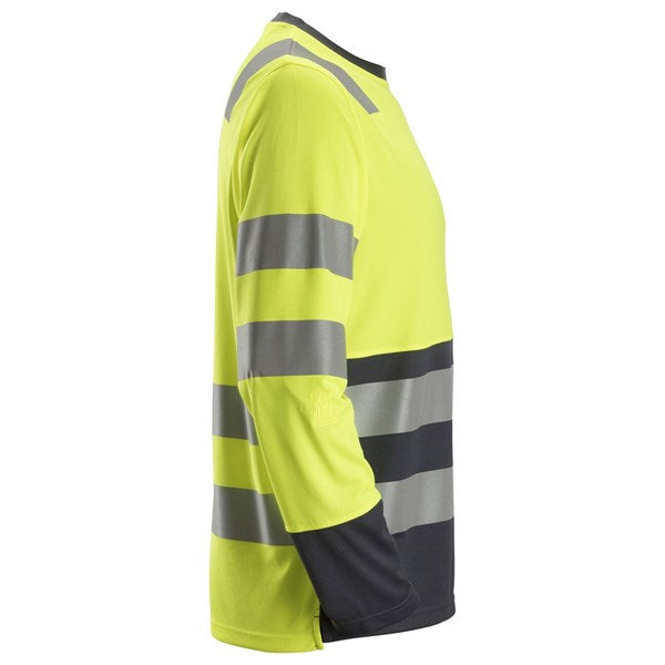 High visibility workwear t-shirt with strategically positioned dirt areas.