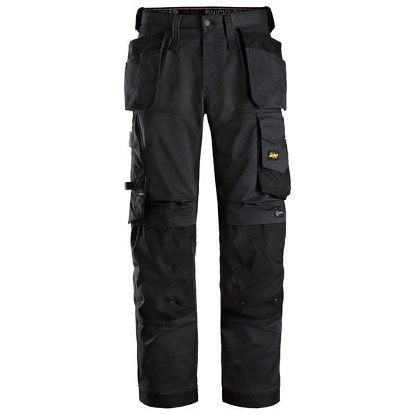 "Ergonomic design work trousers with pre-bent legs for enhanced movement"