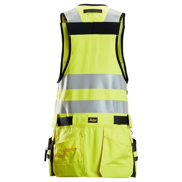 Professional tool vest with Kevlar® chest pockets and heat-sealed reflective tape.