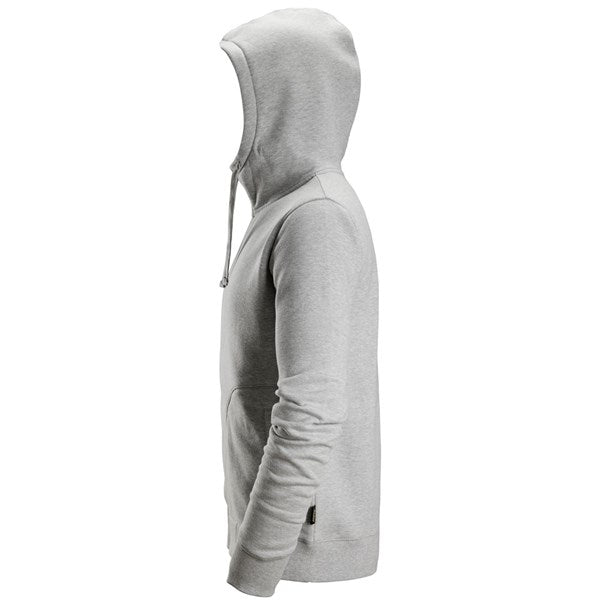 Comfortable cotton-polyester blend hoodie with concealed zip pocket.