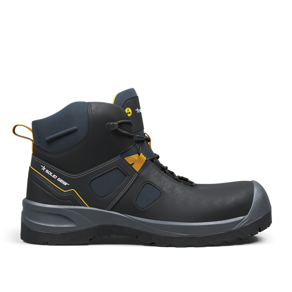 Metal-free midcut safety boots with fiberglass toe cap and slip-resistant PU outsole